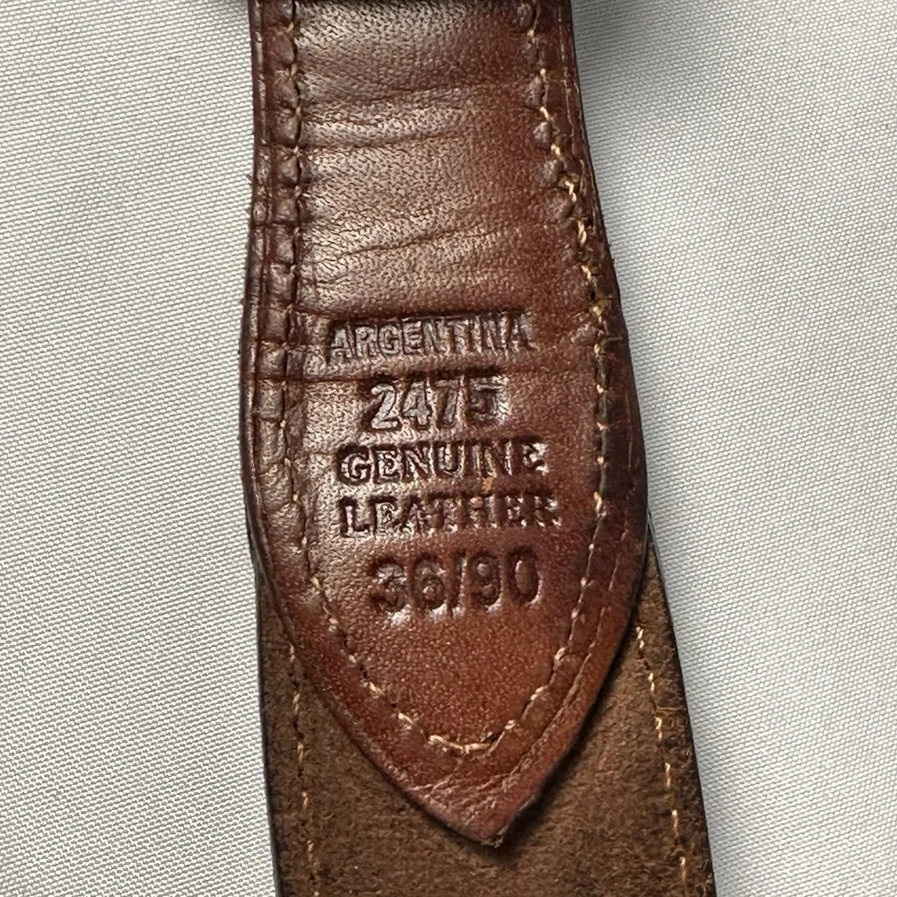 Dockers Genuine Leather Belt Men's Size 36 Brown Embossed Made in Argentina